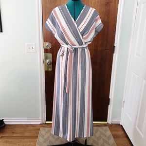 White, orange, and blue maxi dress NWOT